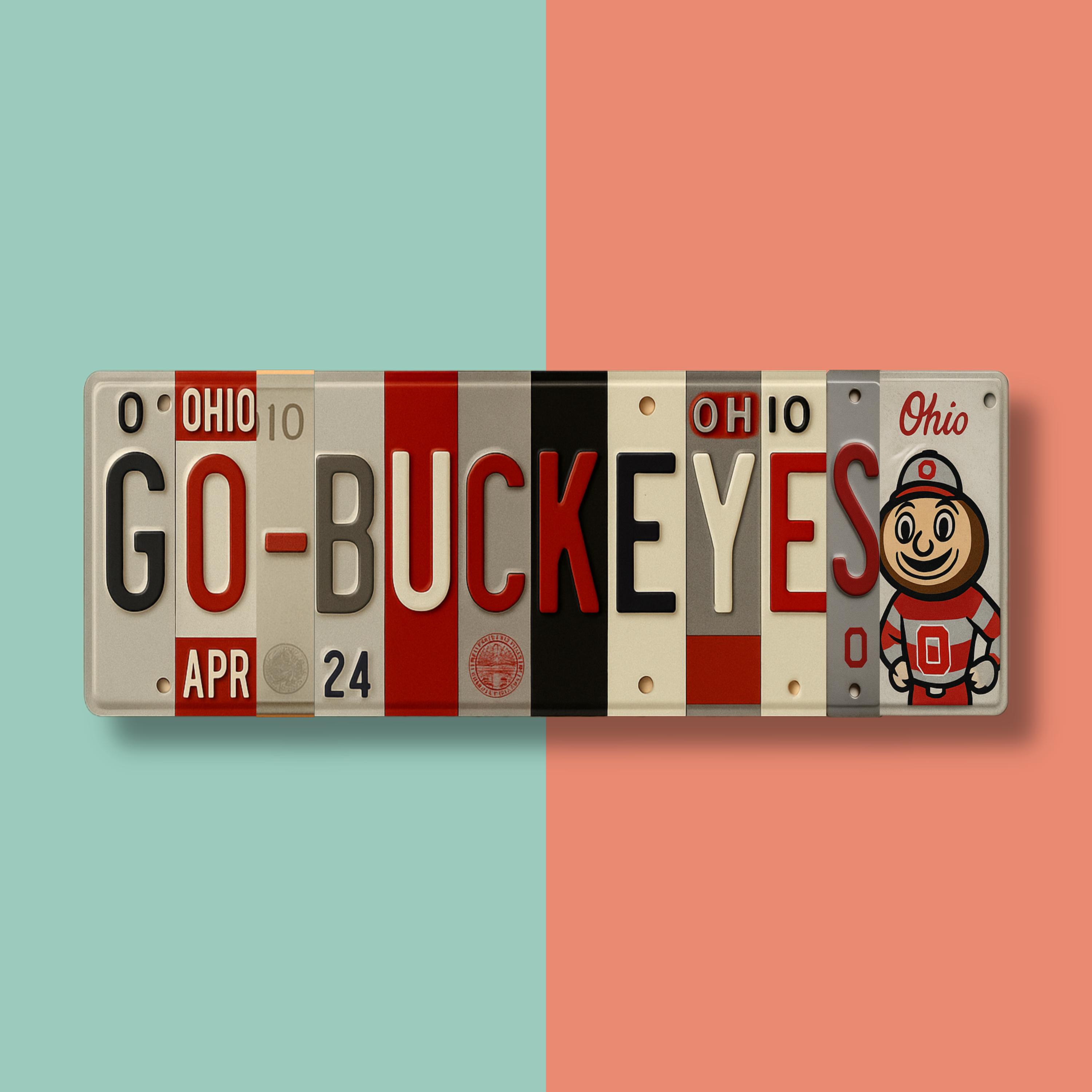 Go-Buckeyes License Plate Sign – Ohio State Buckeyes Metal Wall Art | OSU, Scarlet and Gray Fan Cave, Dorm & Game Day Decor (16×6)