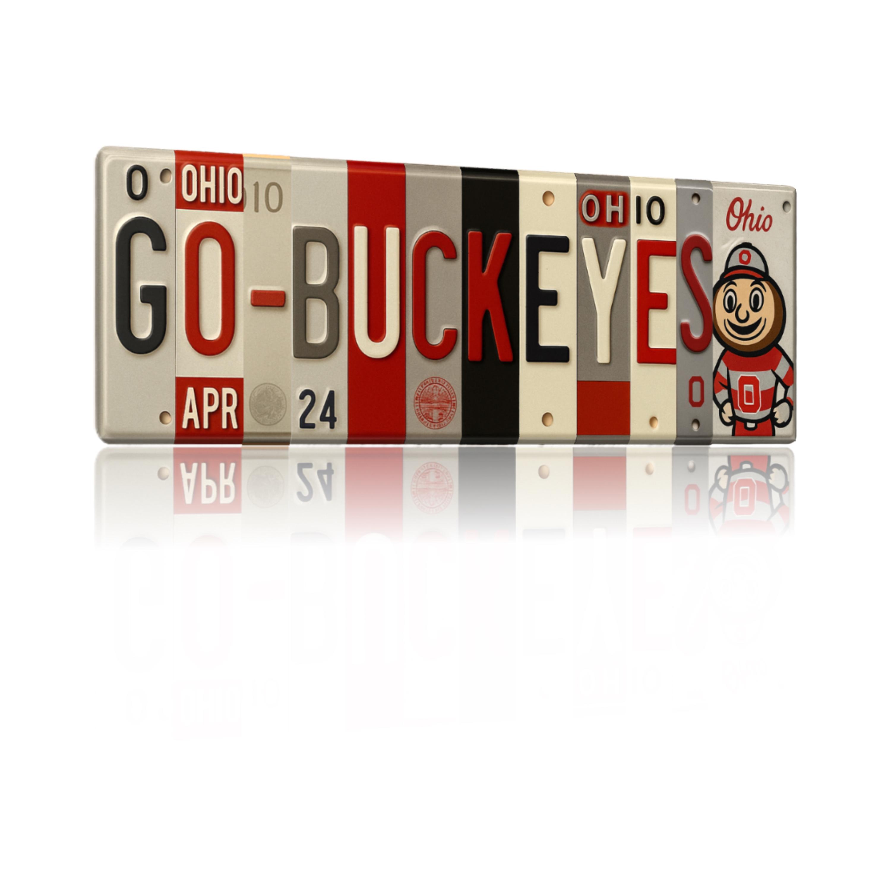 Go-Buckeyes License Plate Sign – Ohio State Buckeyes Metal Wall Art | OSU, Scarlet and Gray Fan Cave, Dorm & Game Day Decor (16×6)