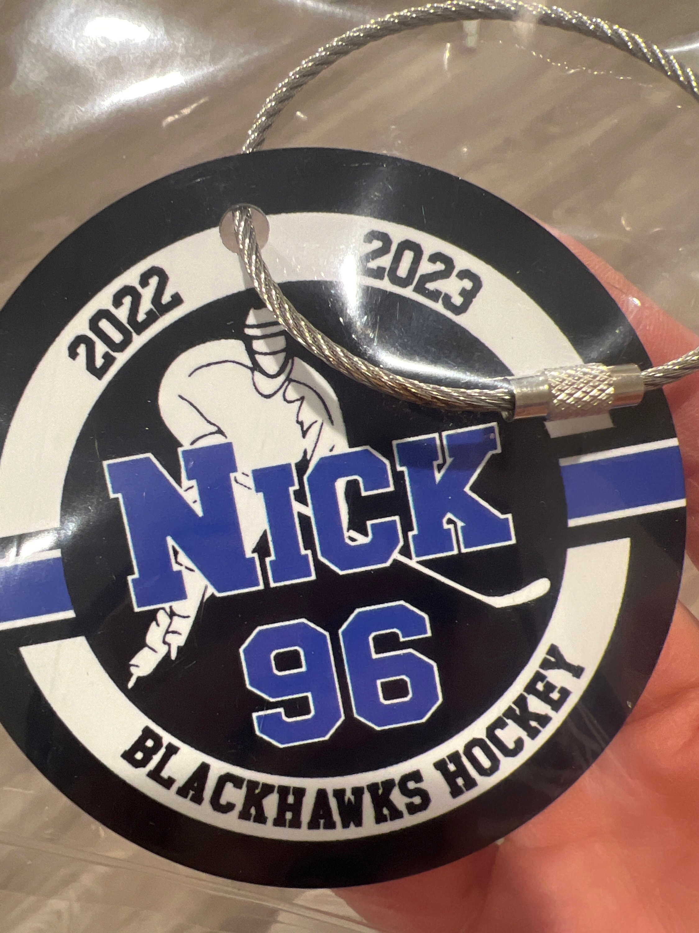 Personalized Ice Hockey Bag Tag: Two Sided Aluminum