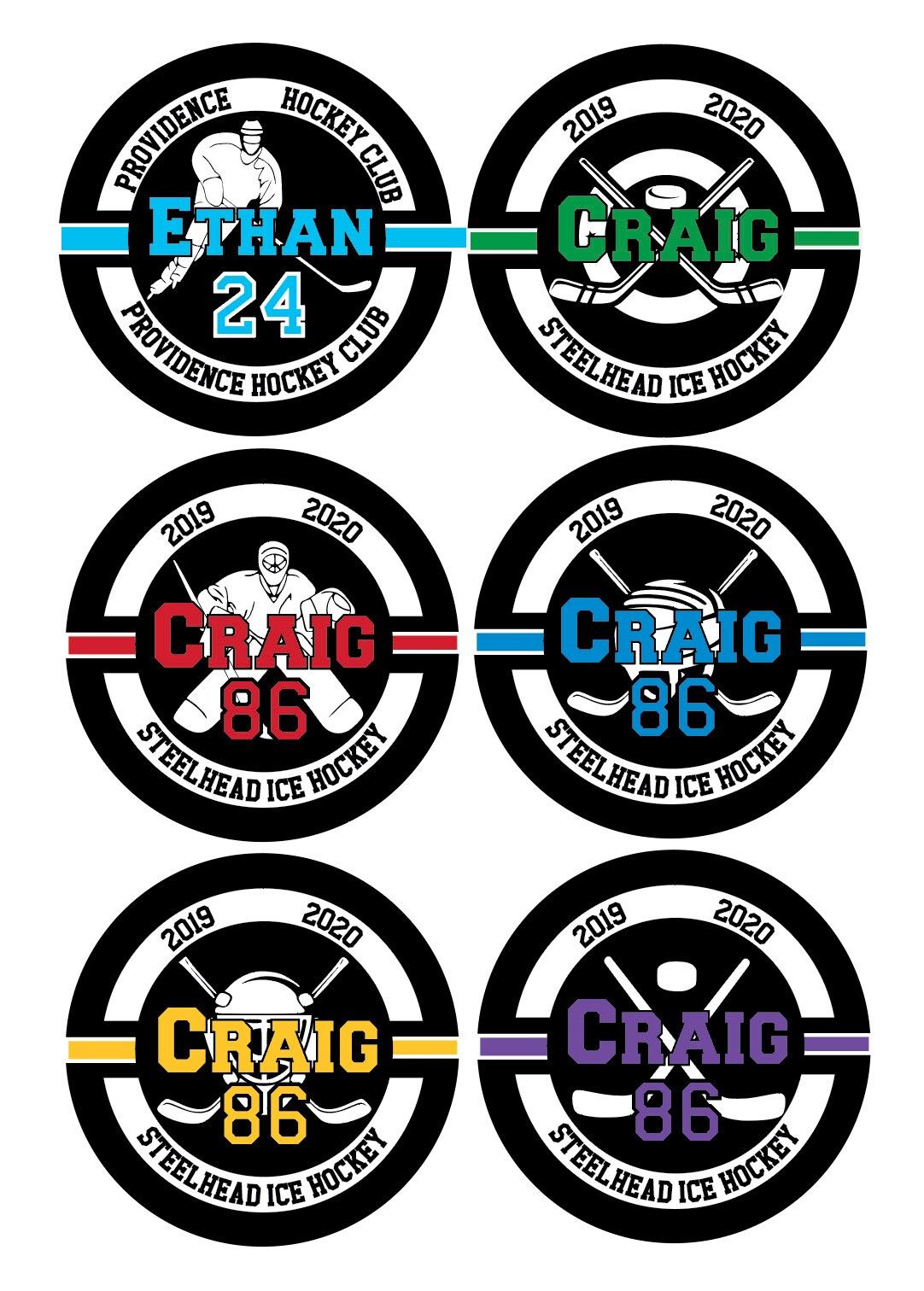 Personalized Ice Hockey Bag Tag: Two Sided Aluminum