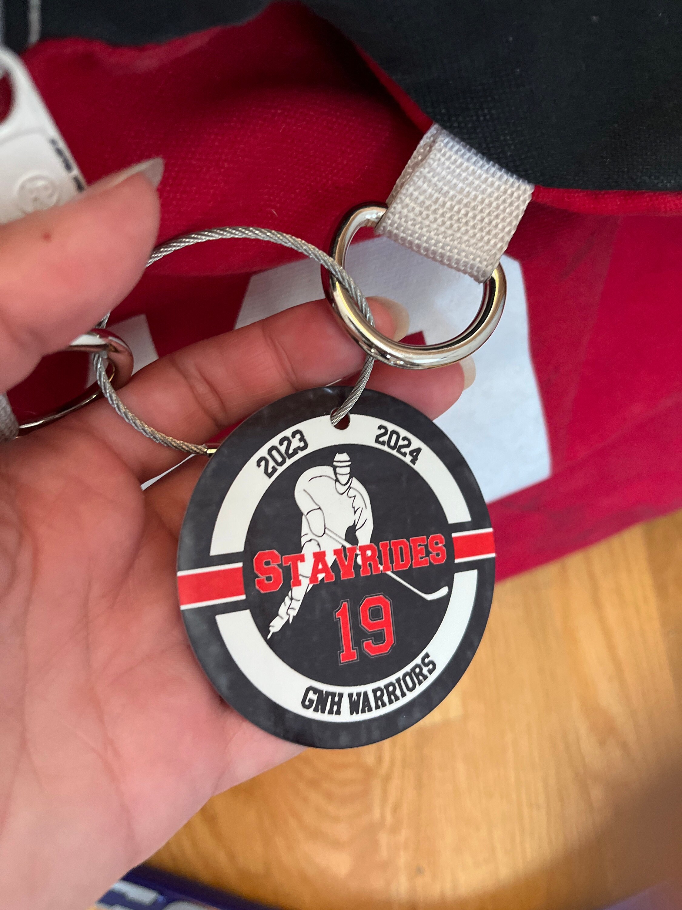 Personalized Ice Hockey Bag Tag: Two Sided Aluminum