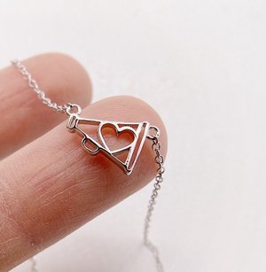 Tiny Cheer Megaphone Necklace | Cheerleader and Pom Gift - .925 Sterling Silver Hypoallergenic and Tarnish Resistant