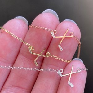 Dainty Hockey Necklace - Hockey Stick Jewelry - .925 Sterling Silver Hypoallergenic and Tarnish Resistant