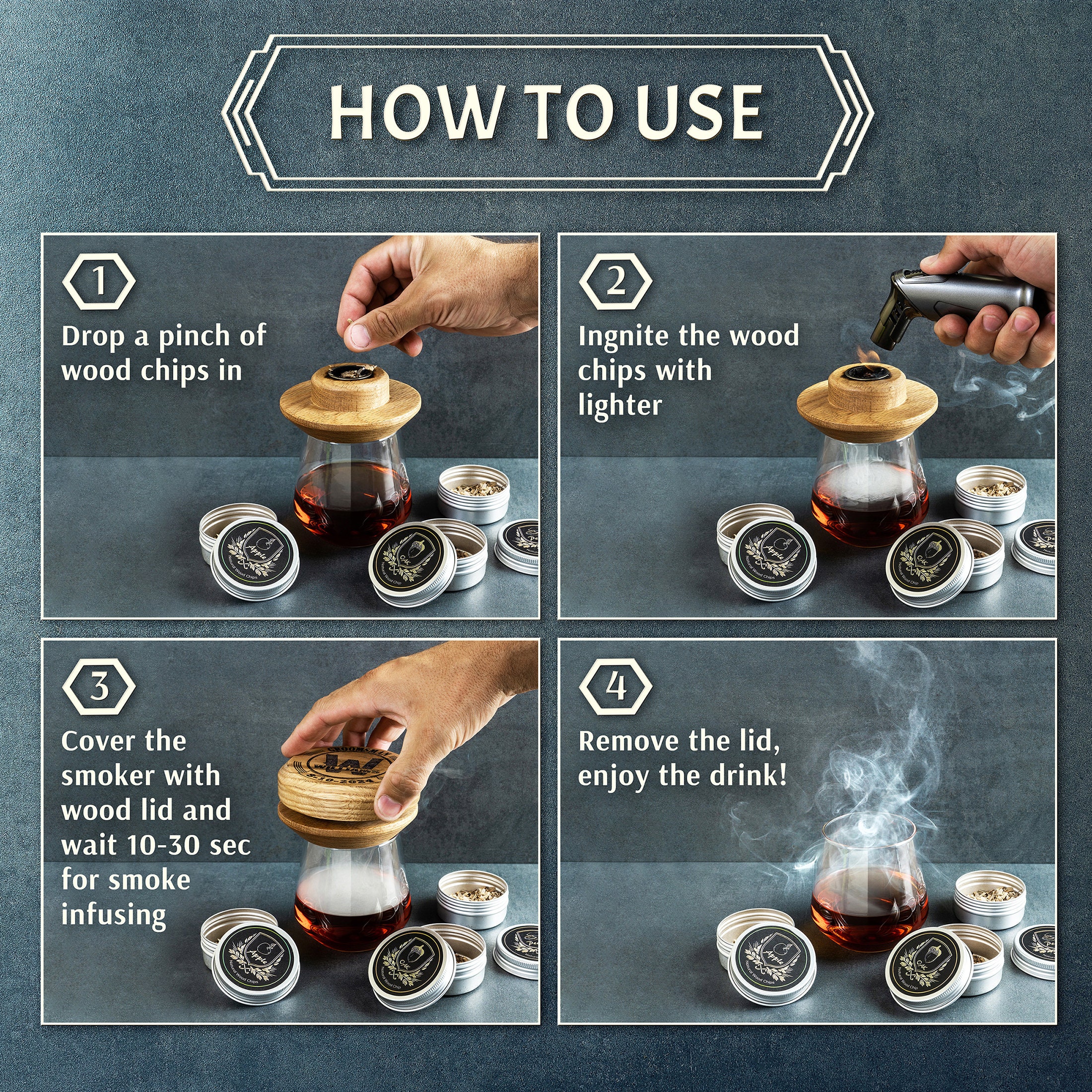 Personalized Whiskey Smoker Kit: Bourbon Cocktail Gift Set