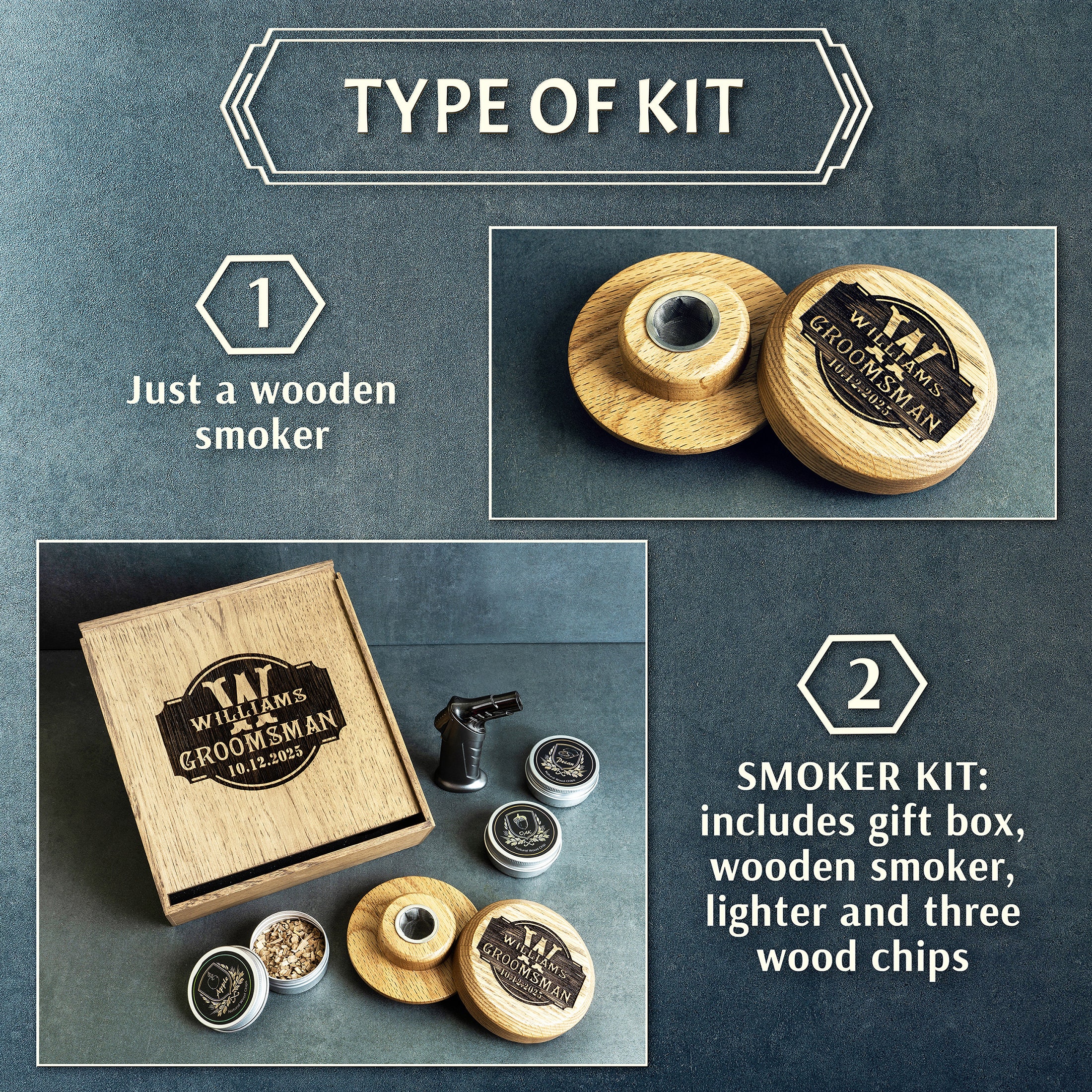 Personalized Whiskey Smoker Kit: Bourbon Cocktail Gift Set
