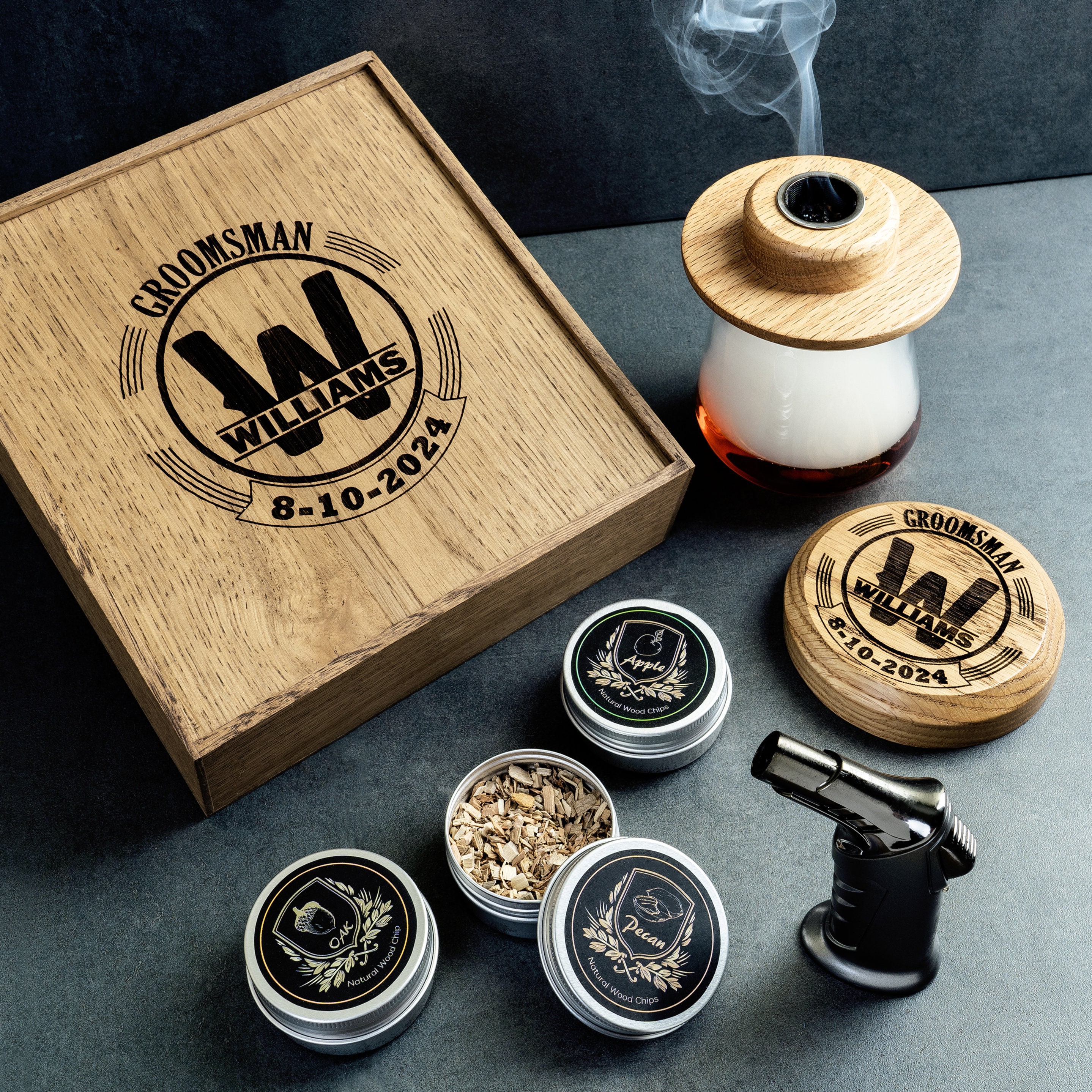 Personalized Whiskey Smoker Kit: Bourbon Cocktail Gift Set