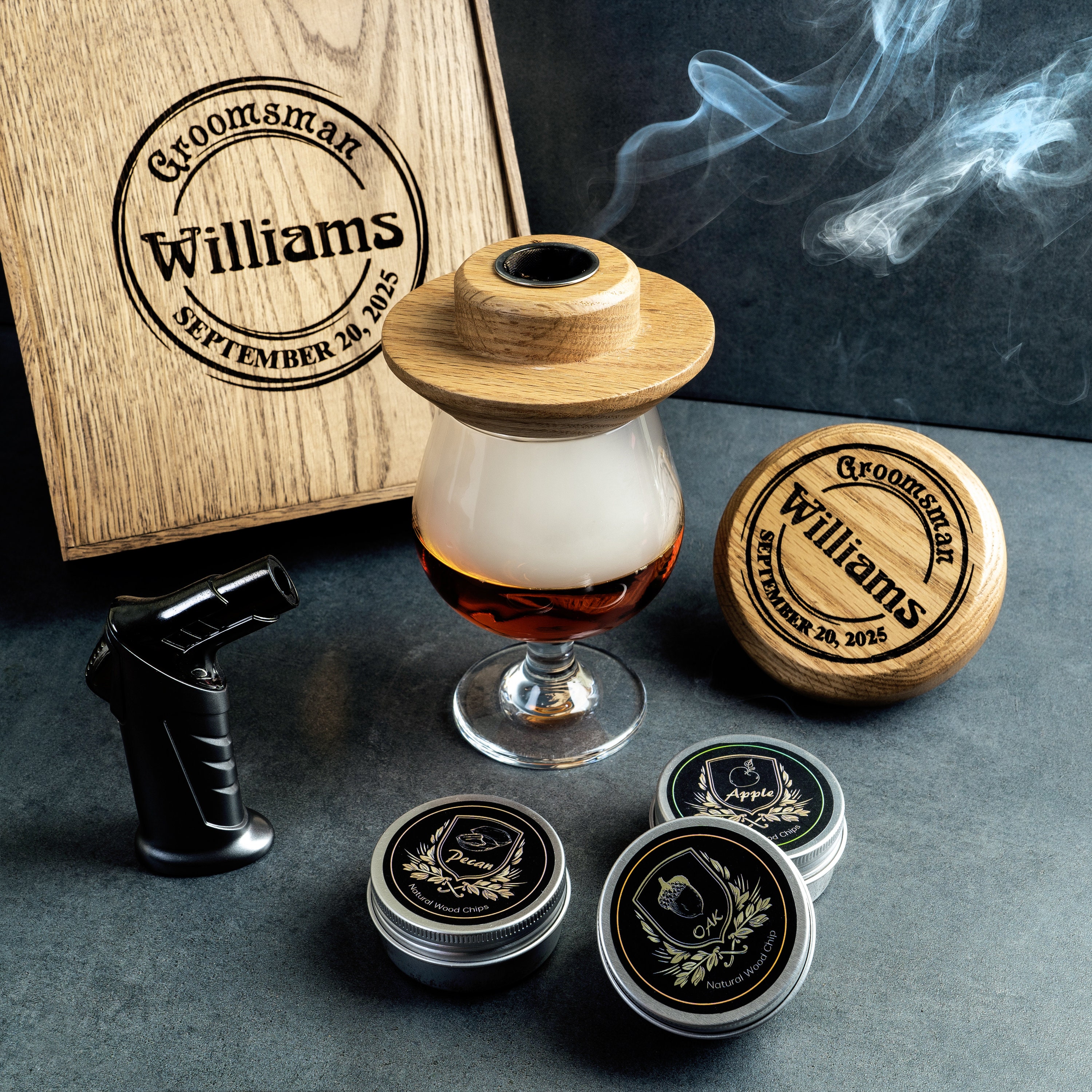 Personalized Whiskey Smoker Kit: Bourbon Cocktail Gift Set