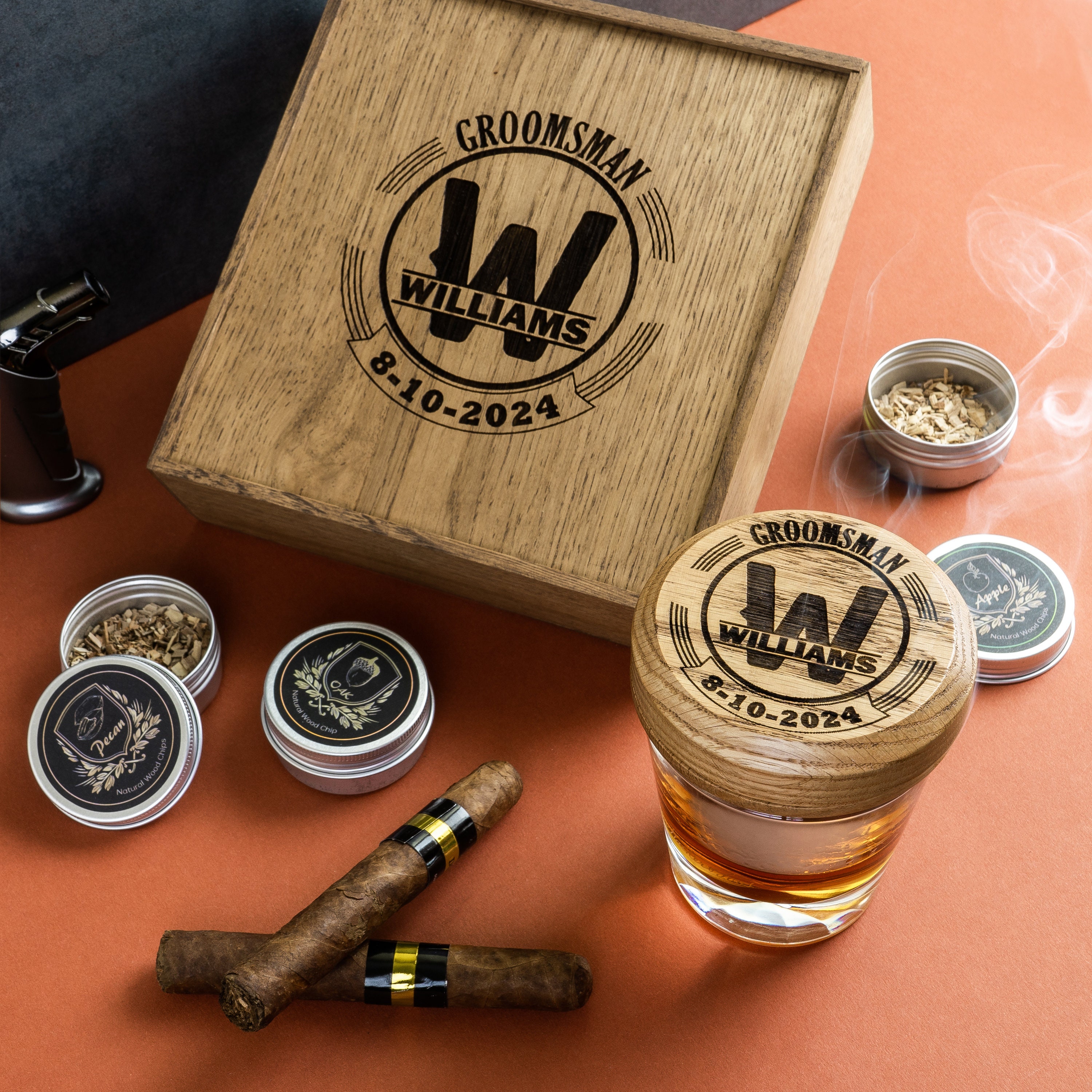 Personalized Whiskey Smoker Kit: Bourbon Cocktail Gift Set