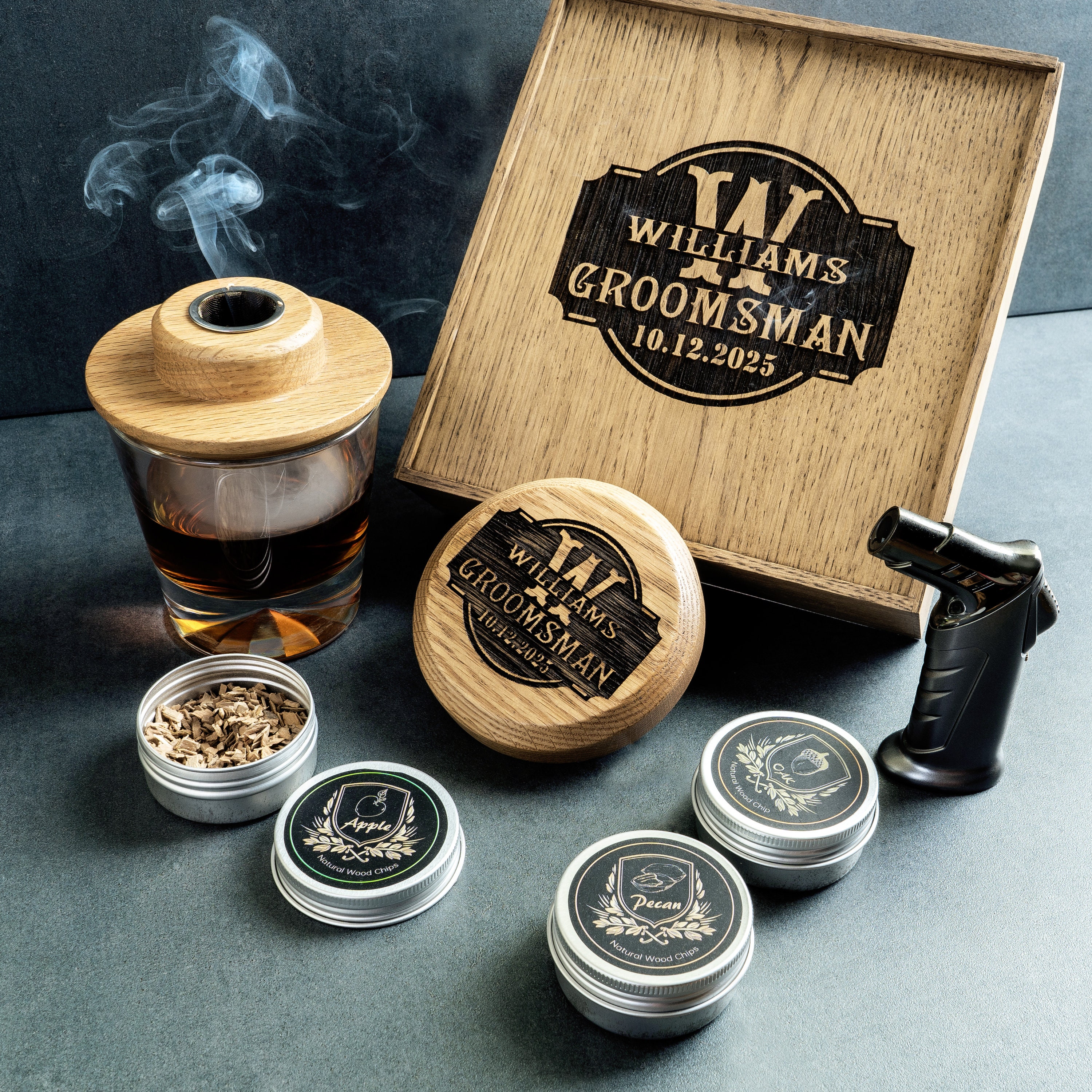 Personalized Whiskey Smoker Kit: Bourbon Cocktail Gift Set
