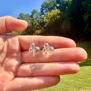 Rainbow Bubble Earrings, Iridescent Color Changing, Handmade Cool Studs, Wicked Inspired Gift for Her
