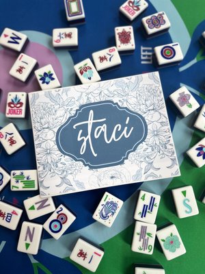 Personalized National Mahjong League Card Sticker: Custom Monogram or Name Decal, Decorative Mahj Card Cover