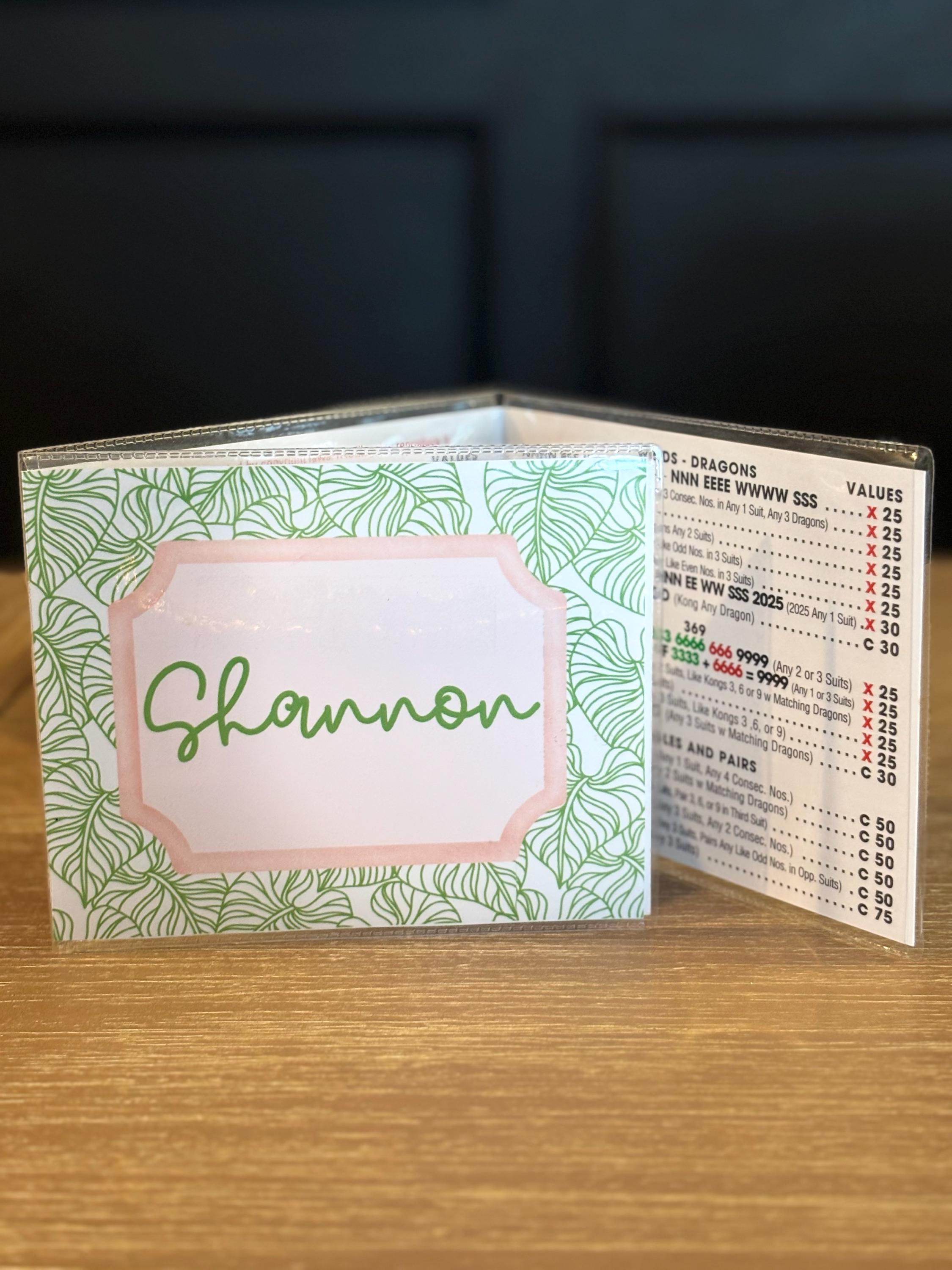 Personalized National Mahjong League Card Sticker: Custom Monogram or Name Decal, Decorative Mahj Card Cover