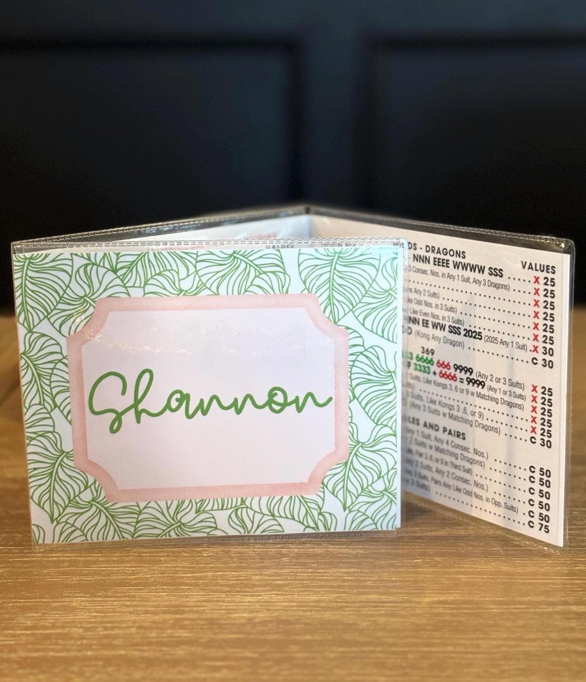 Personalized National Mahjong League Card Sticker: Custom Monogram or Name Decal, Decorative Mahj Card Cover