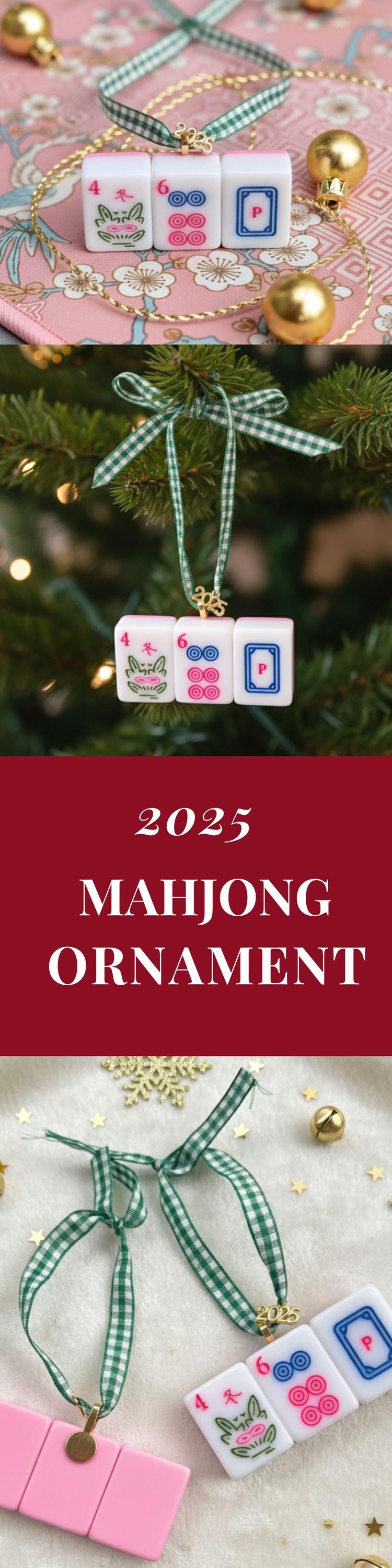 Mahjong Tiles Christmas Ornament Mahjong Gift for Mahjong Club Holiday Decoration Asian Game Piece Lucky Charm Hanging Decoration Tree Decor