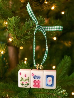 Mahjong Tiles Christmas Ornament Mahjong Gift for Mahjong Club Holiday Decoration Asian Game Piece Lucky Charm Hanging Decoration Tree Decor