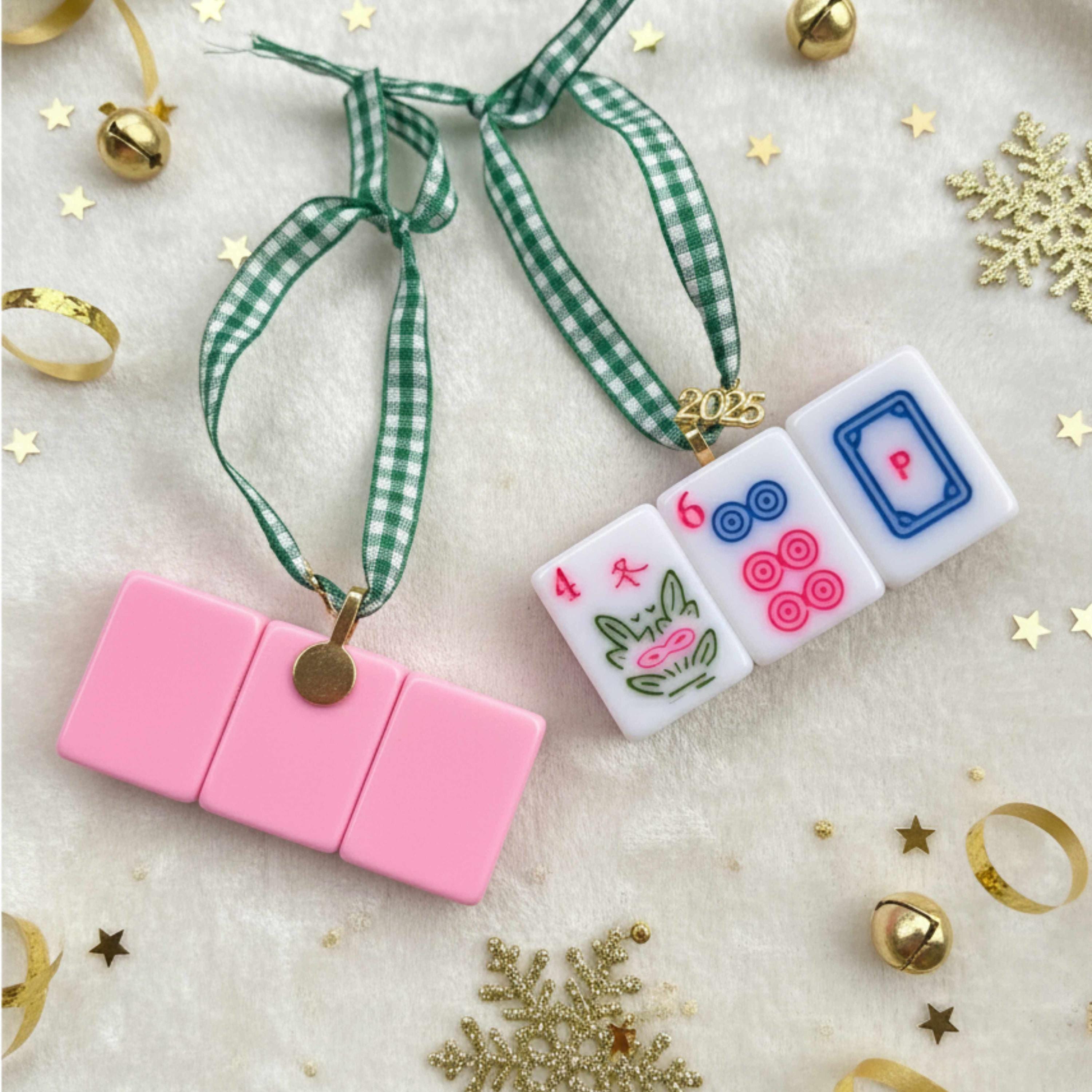 Mahjong Tiles Christmas Ornament Mahjong Gift for Mahjong Club Holiday Decoration Asian Game Piece Lucky Charm Hanging Decoration Tree Decor