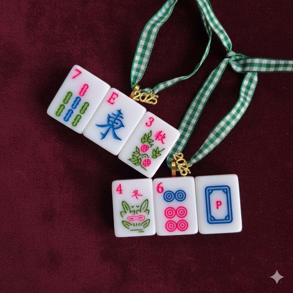 Mahjong Tiles Christmas Ornament Mahjong Gift for Mahjong Club Holiday Decoration Asian Game Piece Lucky Charm Hanging Decoration Tree Decor