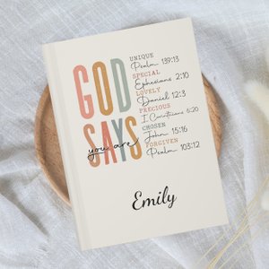 Personalized Prayer Journal For Christian, Women's Prayer Journal, Christian Mom Religious, Christian Gift Journal, God Says You Are Diary