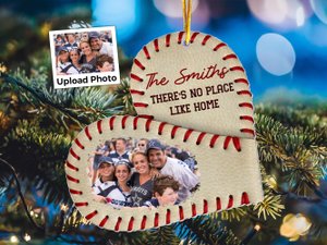 Personalized Baseball Acrylic Photo Ornament, There's No Place Like Home, Gift for Baseball Player, Baseball Player Gifts, Xmas Tree Decor