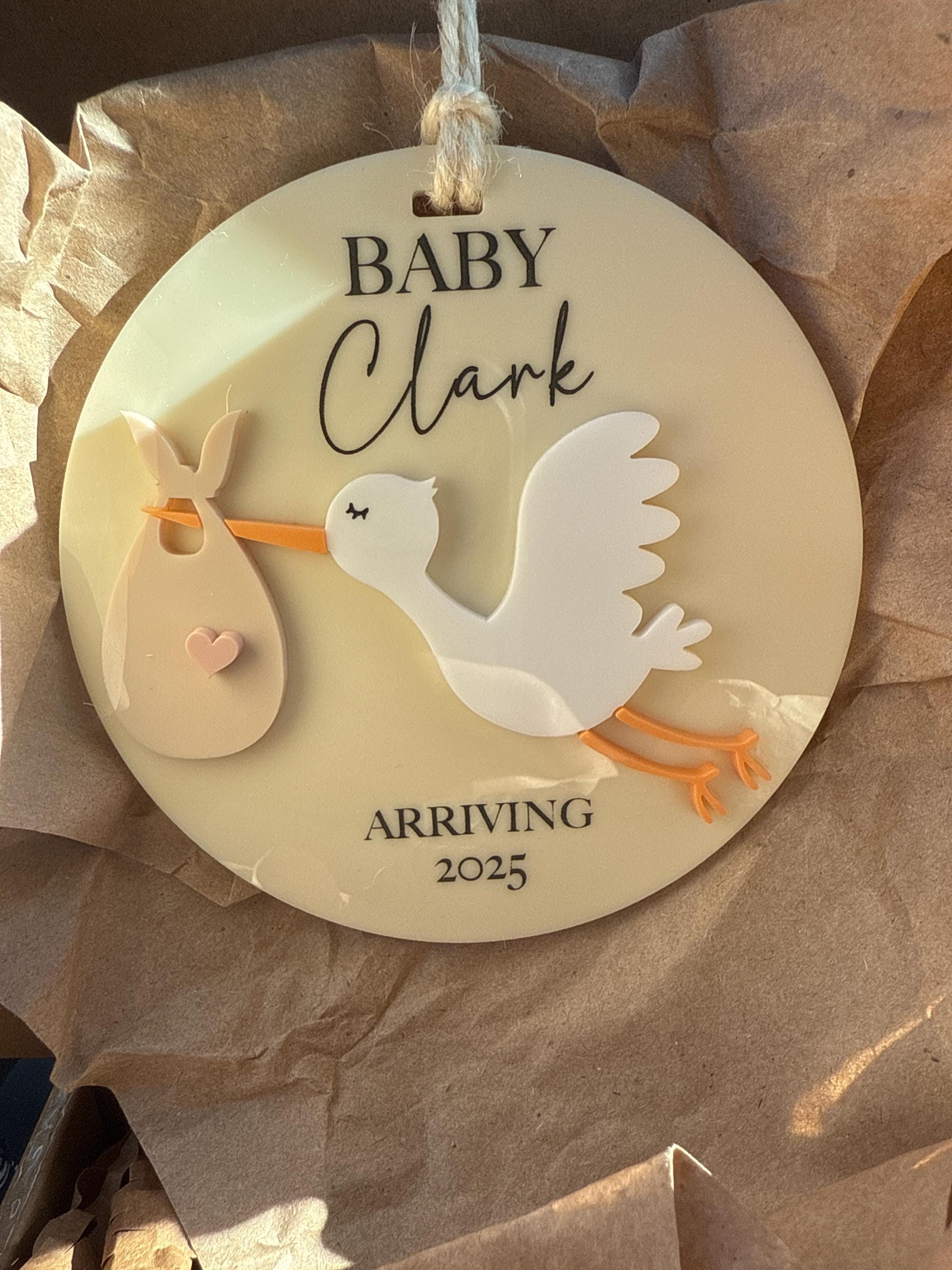 Personalized Baby Coming Next Year Ornament, New Baby Arriving 2025 2026, Stork Delivery, Custom Ornament, Christmas Gifts and Tree Decor