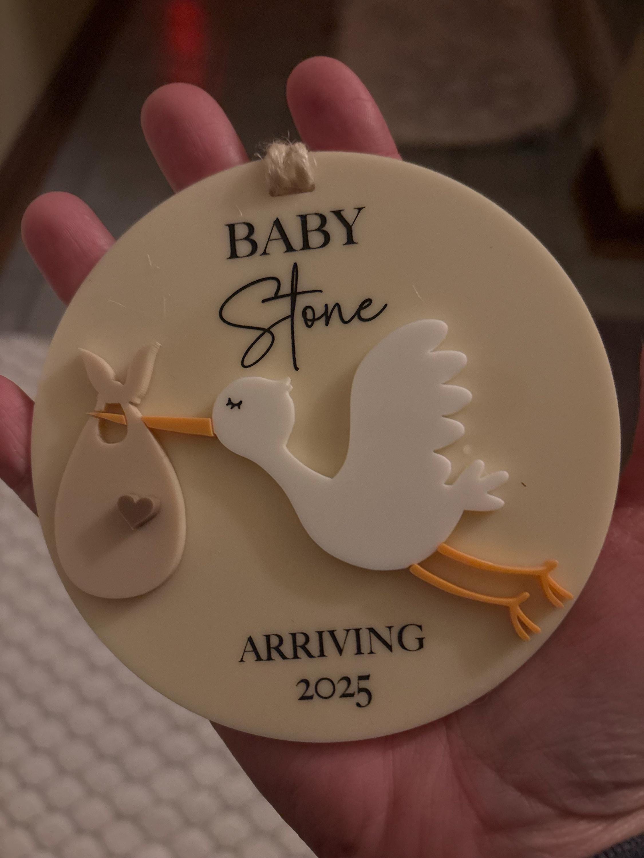 Personalized Baby Coming Next Year Ornament, New Baby Arriving 2025 2026, Stork Delivery, Custom Ornament, Christmas Gifts and Tree Decor