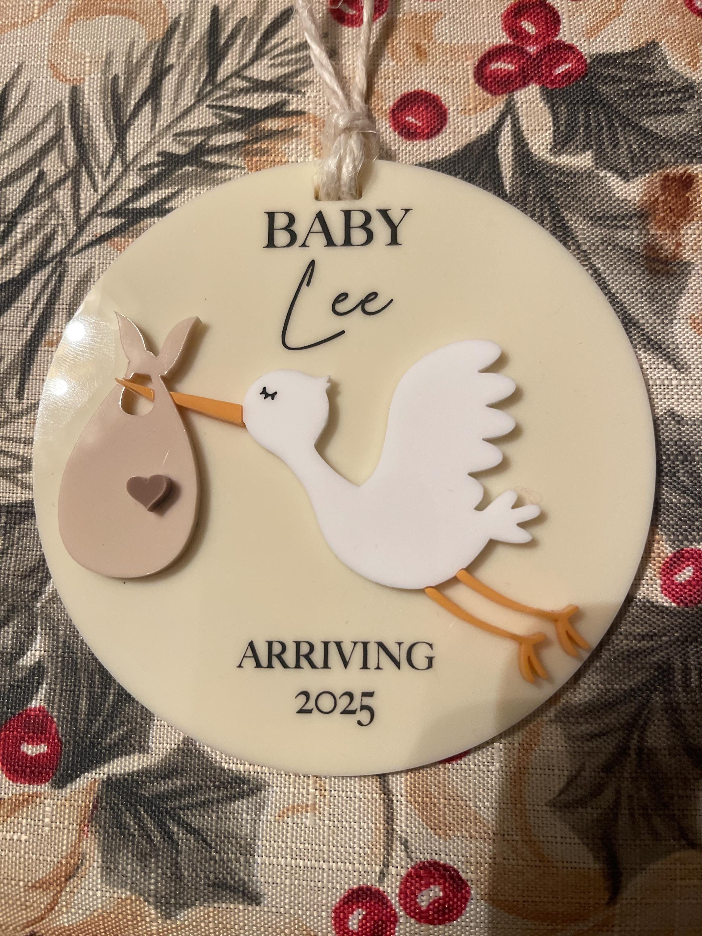 Personalized Baby Coming Next Year Ornament, New Baby Arriving 2025 2026, Stork Delivery, Custom Ornament, Christmas Gifts and Tree Decor