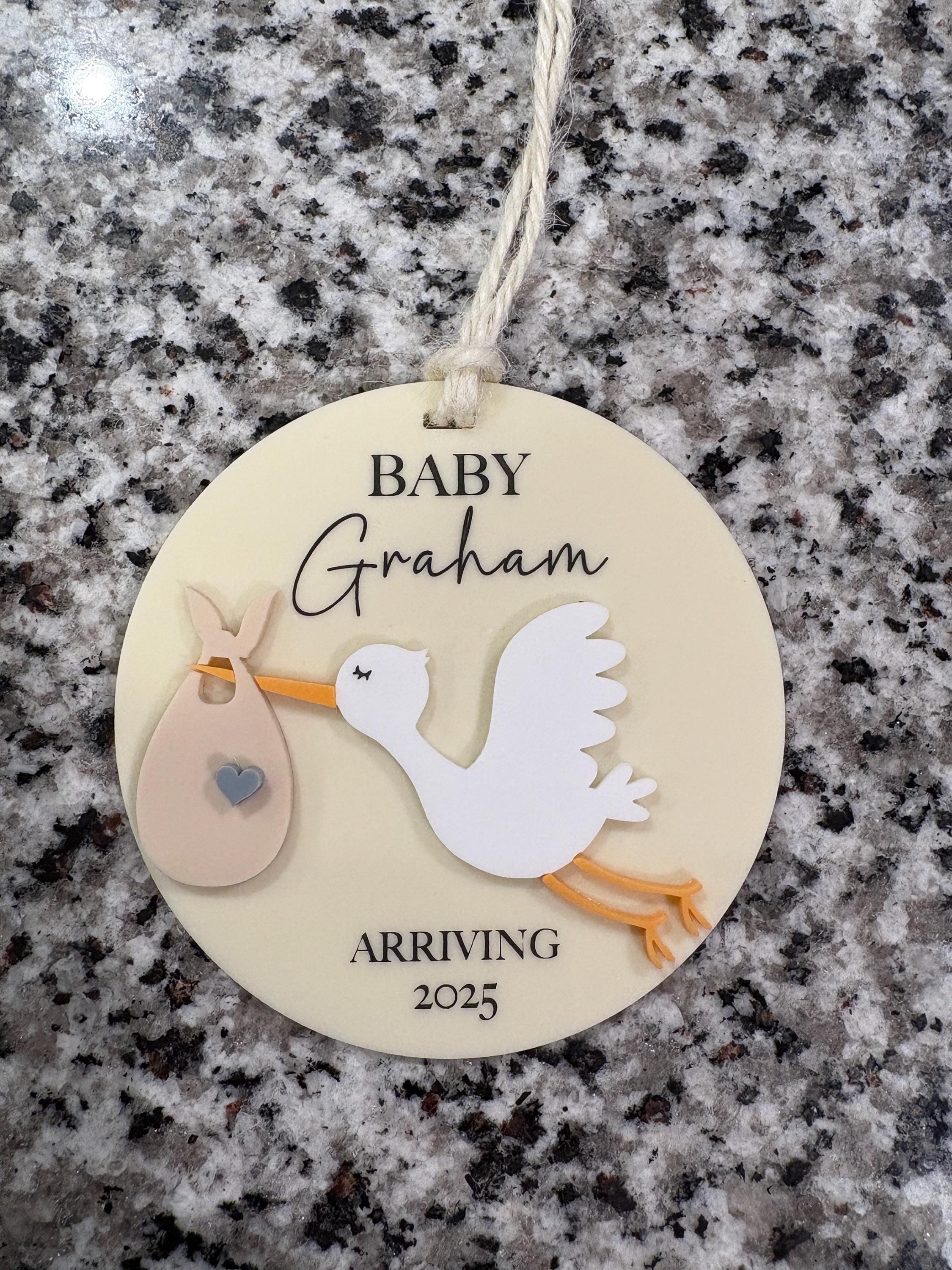Personalized Baby Coming Next Year Ornament, New Baby Arriving 2025 2026, Stork Delivery, Custom Ornament, Christmas Gifts and Tree Decor