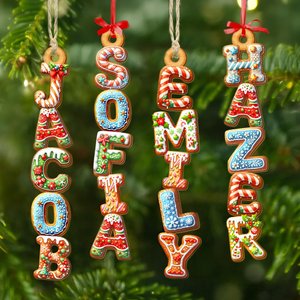 BUNDLE DISCOUNT Gingerbread Letter Ornament – Kids Name Stocking Tag, Cousin Christmas 2025