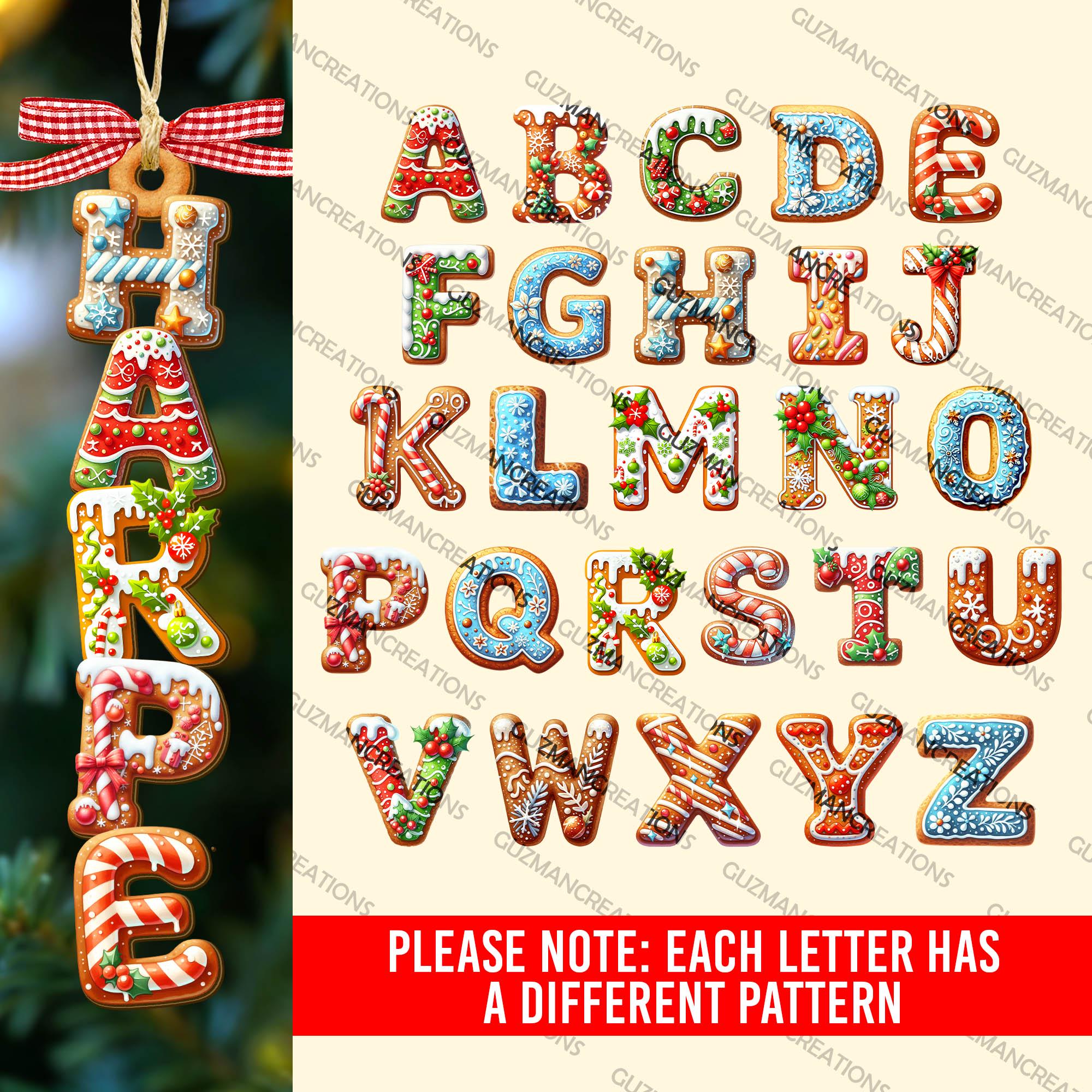 BUNDLE DISCOUNT Gingerbread Letter Ornament – Kids Name Stocking Tag, Cousin Christmas 2025