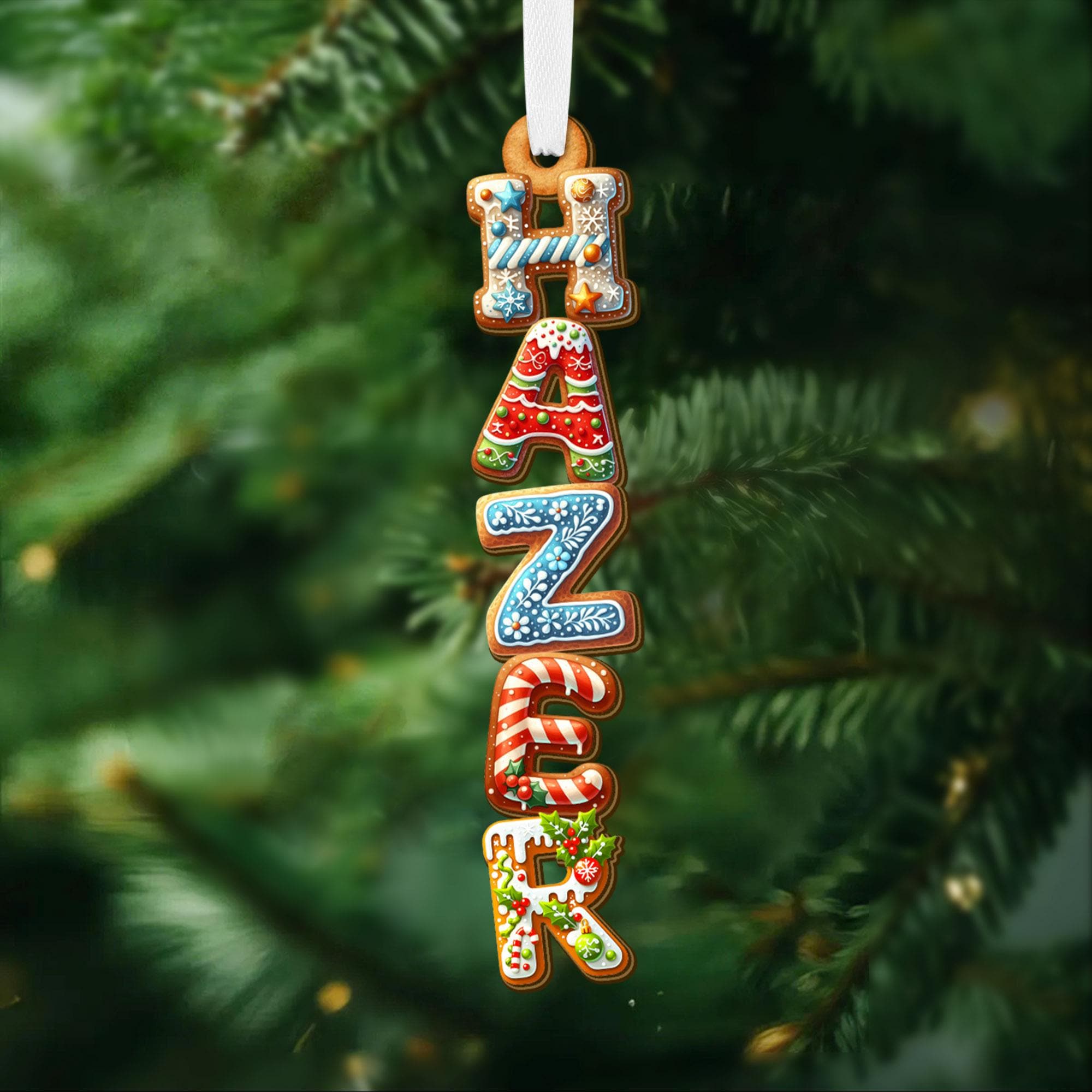 BUNDLE DISCOUNT Gingerbread Letter Ornament – Kids Name Stocking Tag, Cousin Christmas 2025