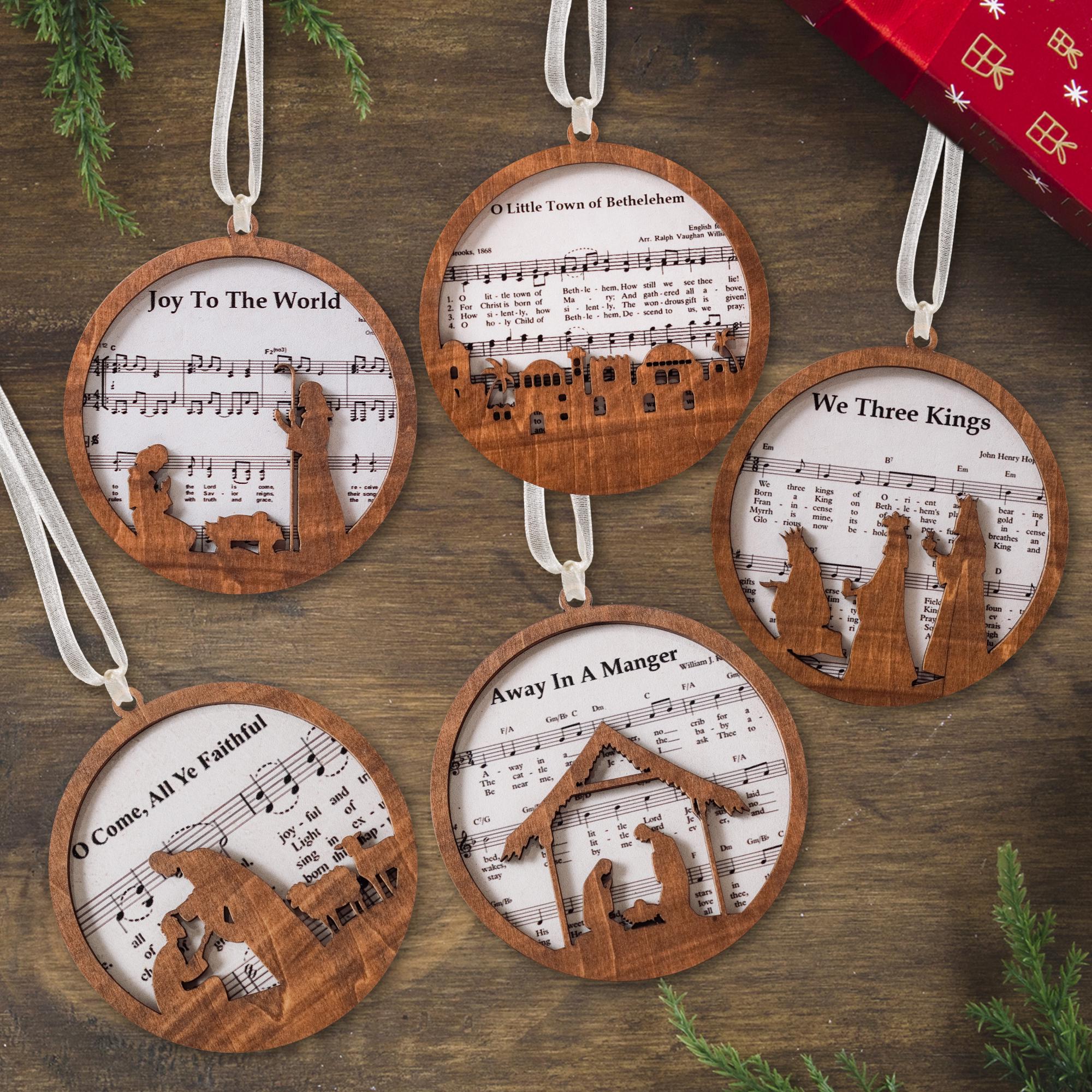 Set Of 5 Pieces Nativity Christmas Ornament 2025,Music Sheet Nativity Ornament,Religious Ornament, Meaningful Christmas Christian Gifts