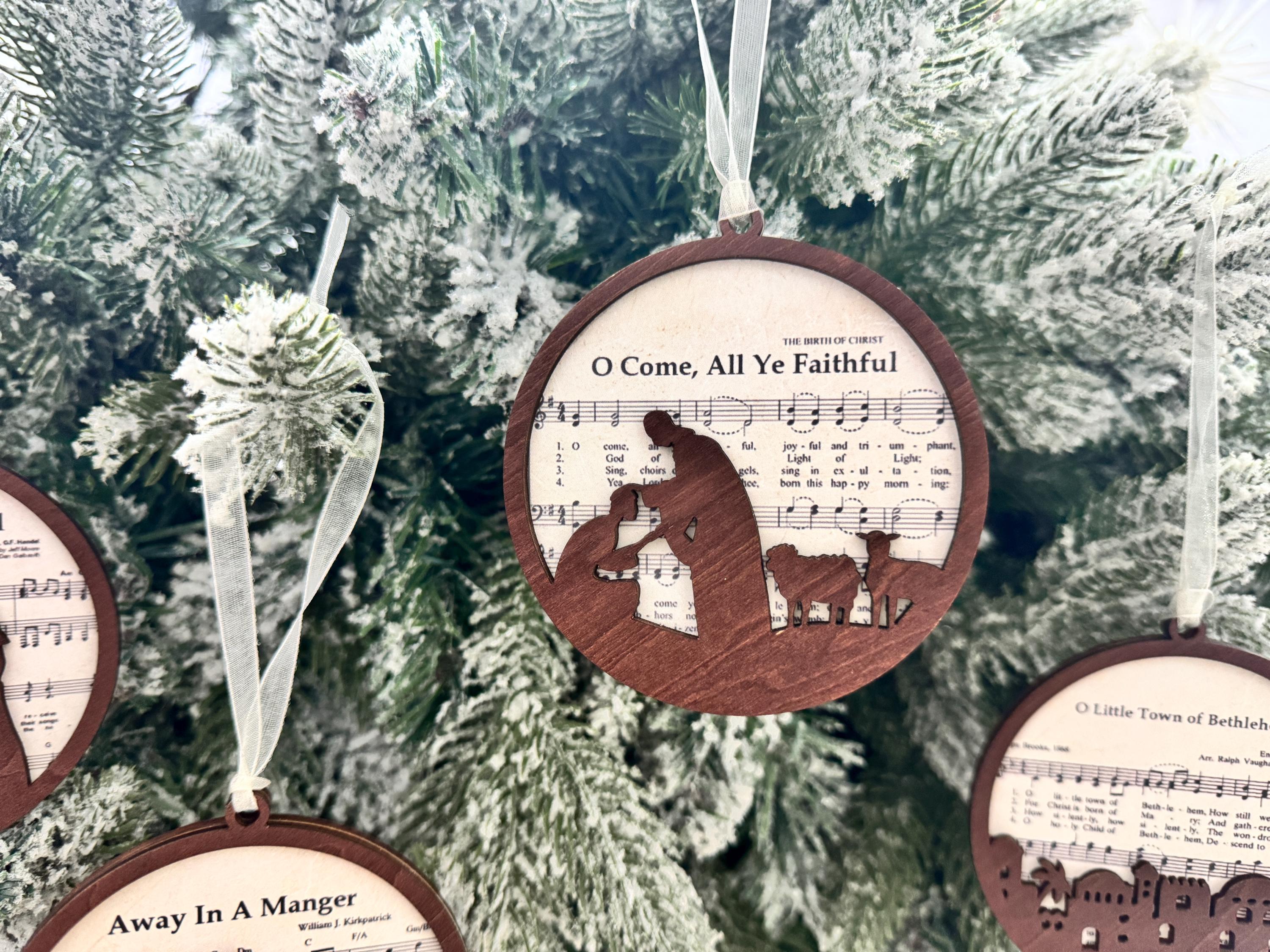 Set Of 5 Pieces Nativity Christmas Ornament 2025,Music Sheet Nativity Ornament,Religious Ornament, Meaningful Christmas Christian Gifts
