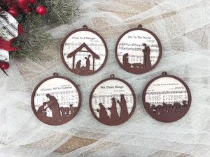 Set Of 5 Pieces Nativity Christmas Ornament 2025,Music Sheet Nativity Ornament,Religious Ornament, Meaningful Christmas Christian Gifts