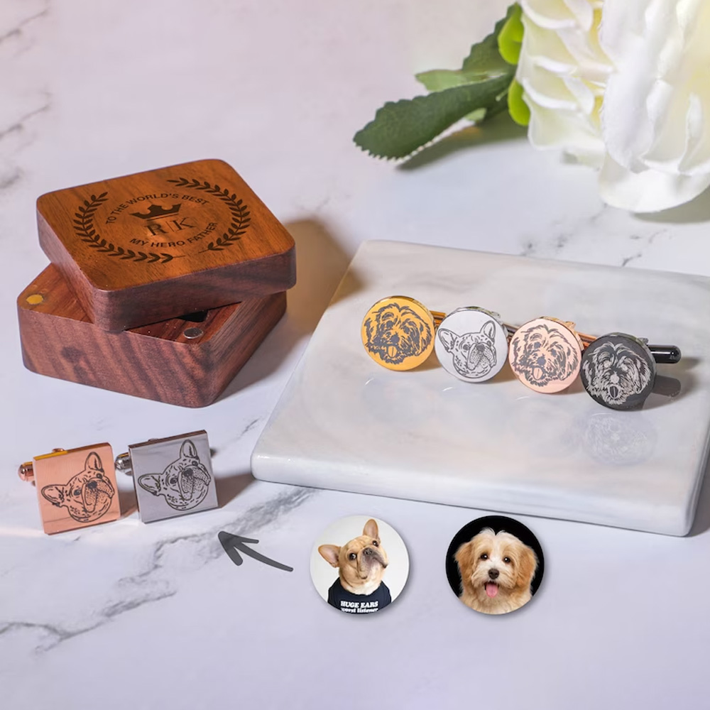 Custom Cufflinks, Pet Portrait Cufflinks, Memorial Cufflinks, Groom Gift from Bride on Wedding Day, Personalized Wedding Gift For Him