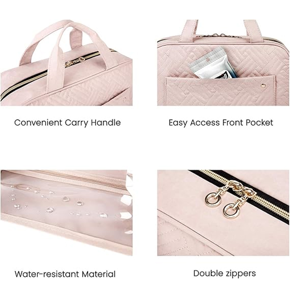 Personalized Names and Birth Flower Cosmetic Travel Bag, Foldable Make Up Organizer, Makeup Bag, Hanging Toiletry Bag for Women, Weekender Bag