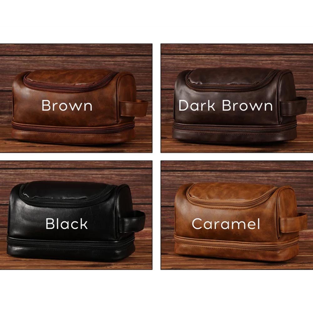 Personalized Leather Toiletry Bag, Leather Dopp Bag, Groomsmen Gift, Christmas Gift For Dad Him, Men's Leather Toiletry Bag, Anniversary Gift