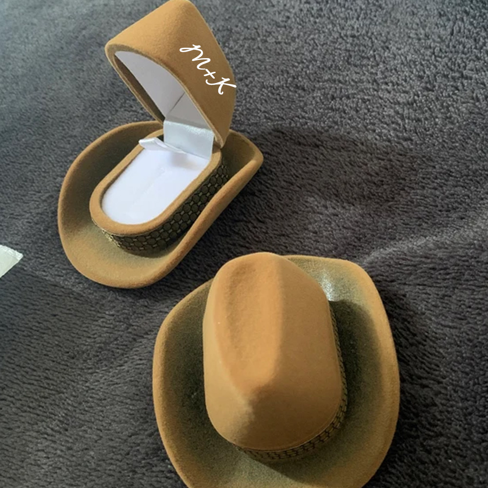 Custom Cowboy Hat Ring Box, Gift Box, Jewelry Box, Proposal Box, Ring Box, Earring Box