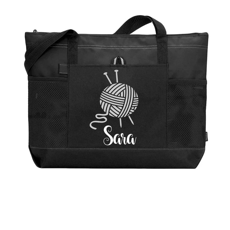 Personalized Crochet Bag, Custom Crocheter Gift, Tote For Crochet, Christmas Hanukkah Gift For Mom, Grandma Bag, Crochet Gift