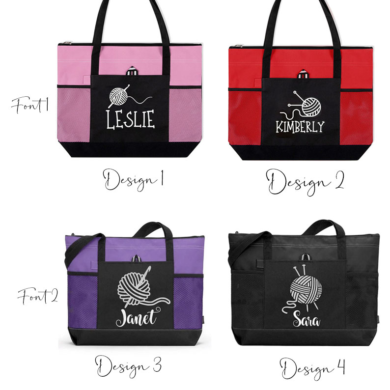 Personalized Crochet Bag, Custom Crocheter Gift, Tote For Crochet, Christmas Hanukkah Gift For Mom, Grandma Bag, Crochet Gift