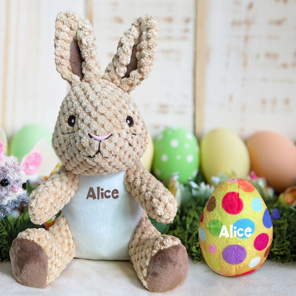 Newborn Gifts, Personalized Name Easter Bunny Plush Doll, Easter Gift