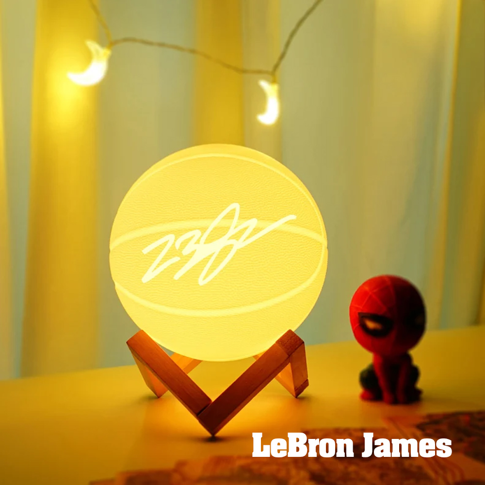 Personalized Soundless Basketball 3D Printed Table Lamp, a Silent Light Up Basketball Night Light, Sports Decor for Boys Bedroom, Birthday Gifts for Him