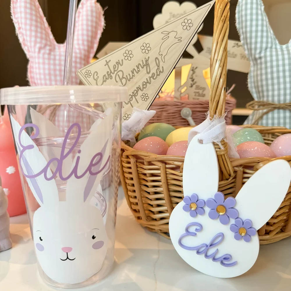 (Set of 2pcs)Personalized Easter Cold Cup, Kids Easter Gift, Easter Basket Filler, Kids Easter Egg Hunt Gift, Easter Bunny Gift