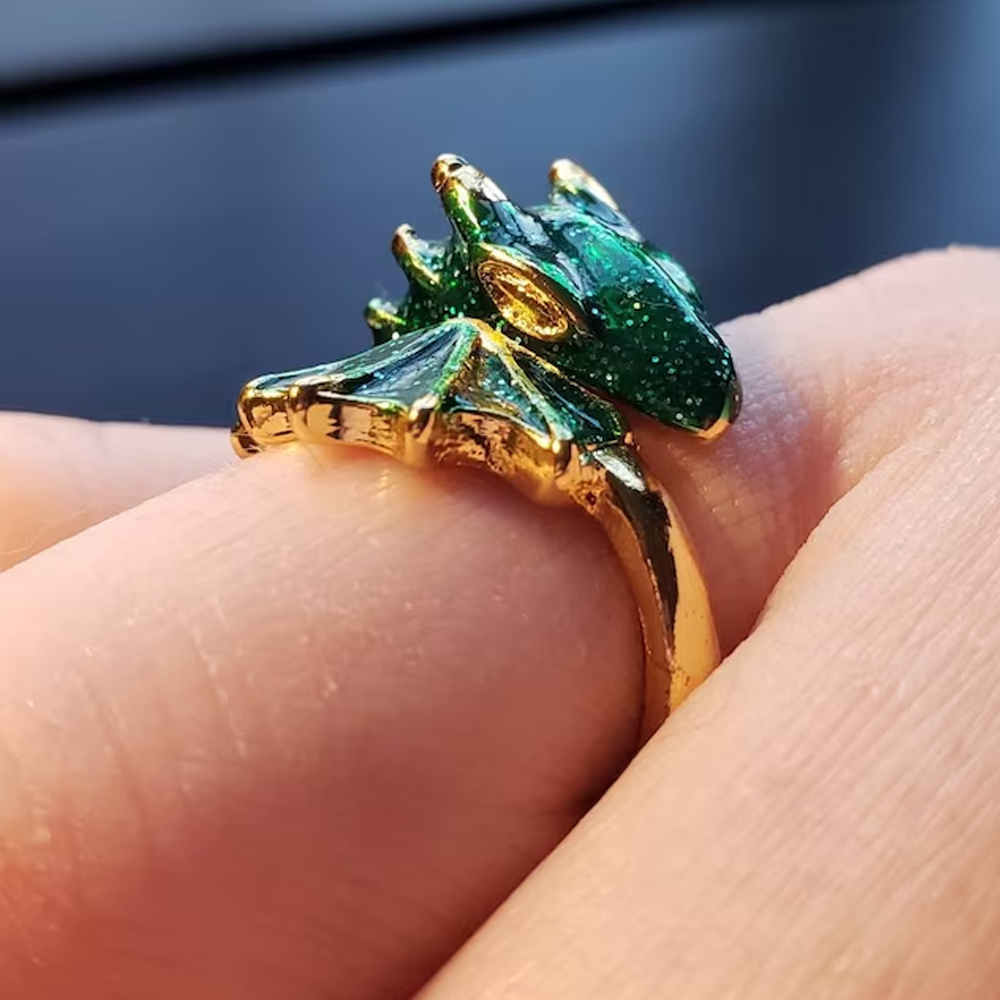 Dragon Ring Enamel Punk Viking Animal Snake Adjustable Finger Rings, Women Statement Jewelry Gift