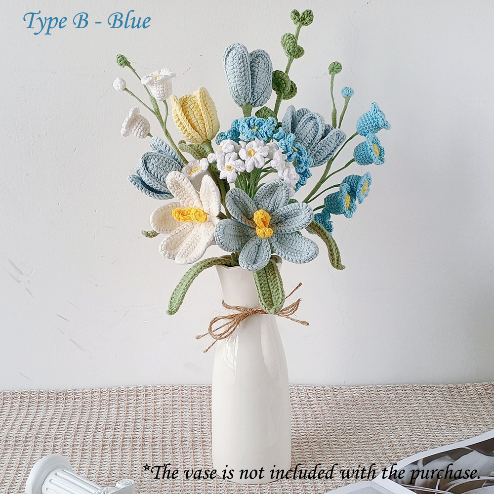 Handmade Crochet Flowers Bouquet, Tulip Lily Bouquet, Everlasting Flower Arrangements, Gift for Graduation, Gift for Him/Her