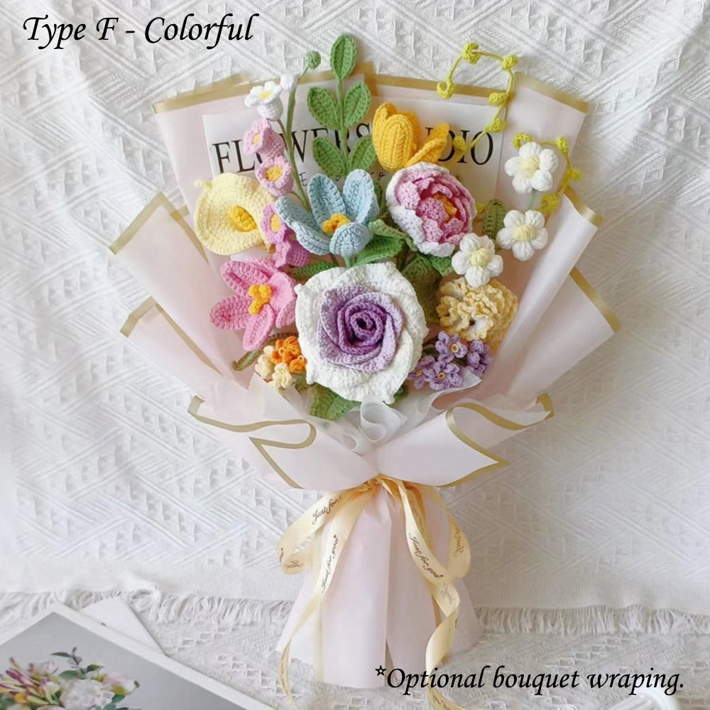Handmade Crochet Flowers Bouquet, Tulip Lily Bouquet, Everlasting Flower Arrangements, Gift for Graduation, Gift for Him/Her