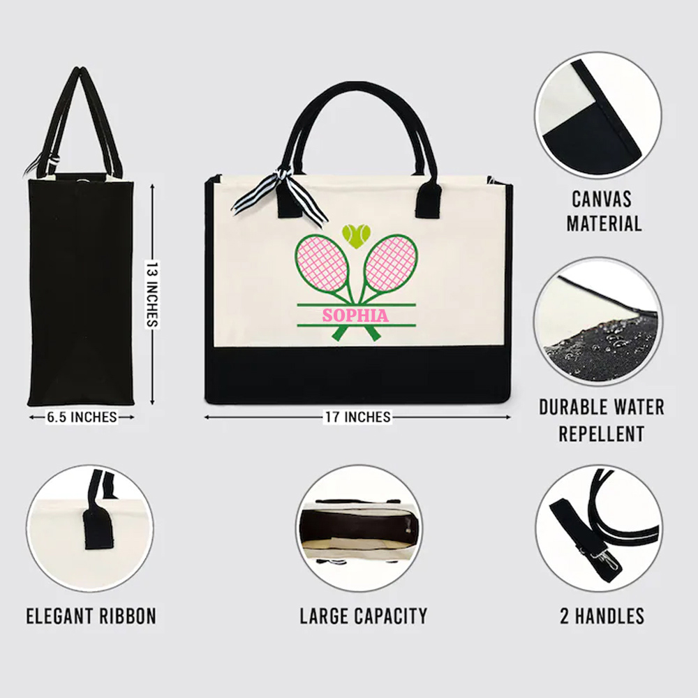 Personalized Tennis Tote Bag, Custom Tennis Tote Bag, Tennis Sport Gift for Her, Personalized Tennis Bag, Tennis Love Bag, Tennis Coach Gift