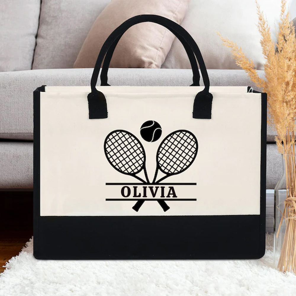 Personalized Tennis Tote Bag, Custom Tennis Tote Bag, Tennis Sport Gift for Her, Personalized Tennis Bag, Tennis Love Bag, Tennis Coach Gift