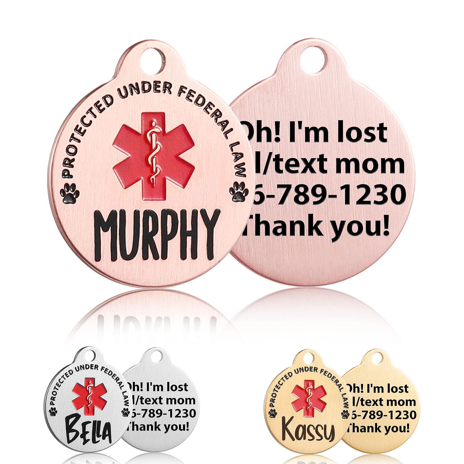 Custom Engraved Emotional Support Animal (ESA) and Service Dog & Cat ID Tag, Customized Info Engraved on Stainless Steel Tag for Therapy Pets, Personalized Laser Engraved Dog Collar Tag