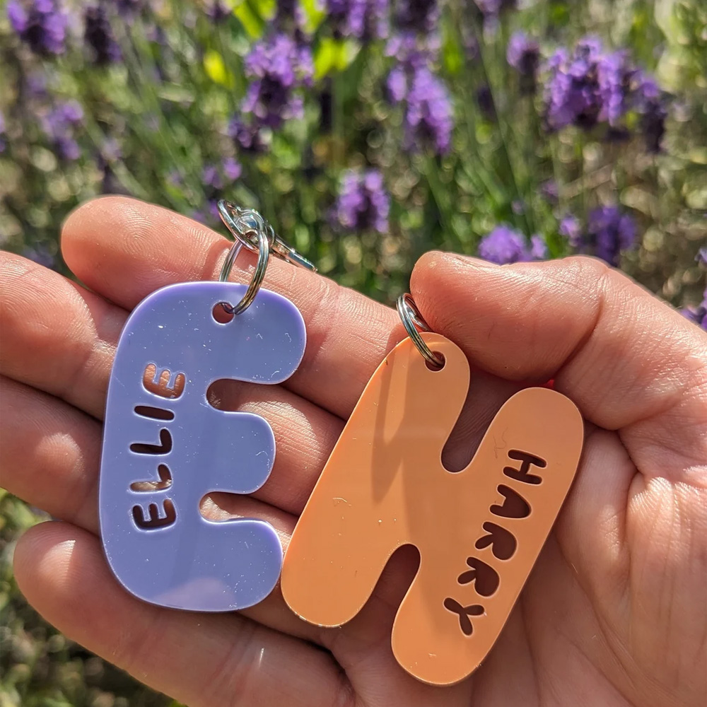 Personalized Chunky Bubble Letter Name Keyring, Bag Tag