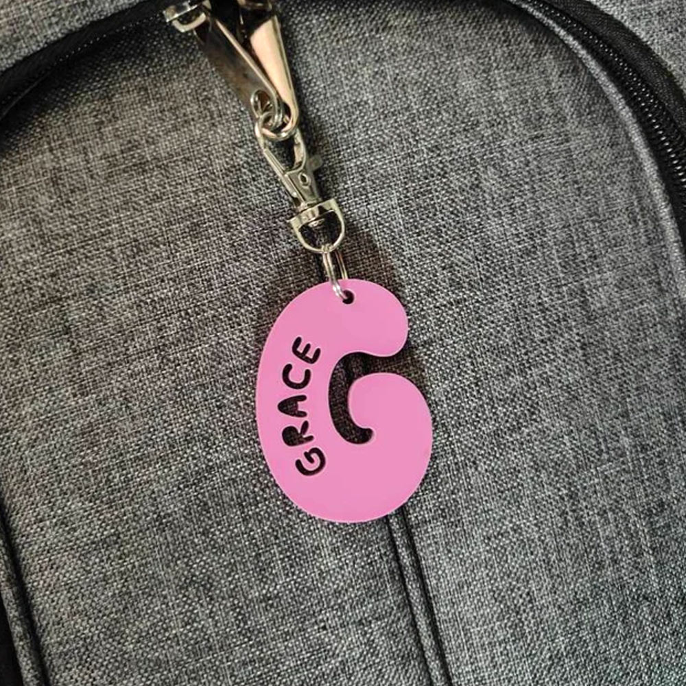 Personalized Chunky Bubble Letter Name Keyring, Bag Tag